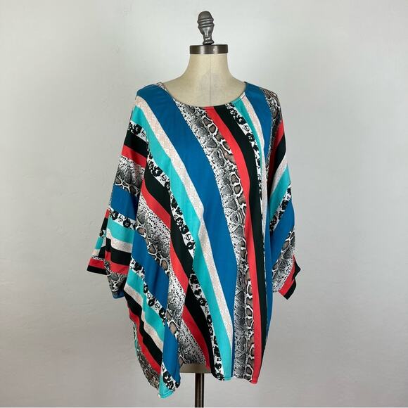 Tolani Collection Snake Print Patchwork Tunic - Picture 1 of 9